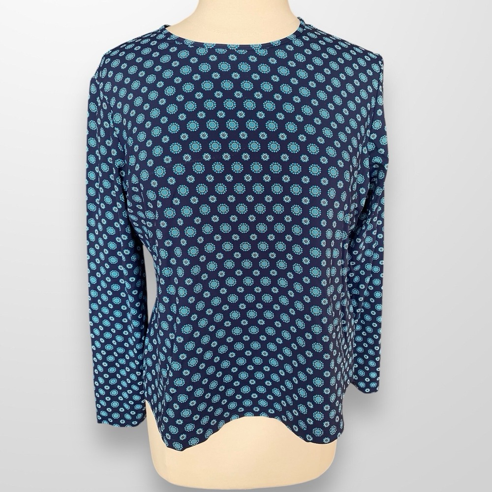 Lands End Womens Large Petite 14 / 16 Top Shirt Long Sleeve Lightweight Stretch